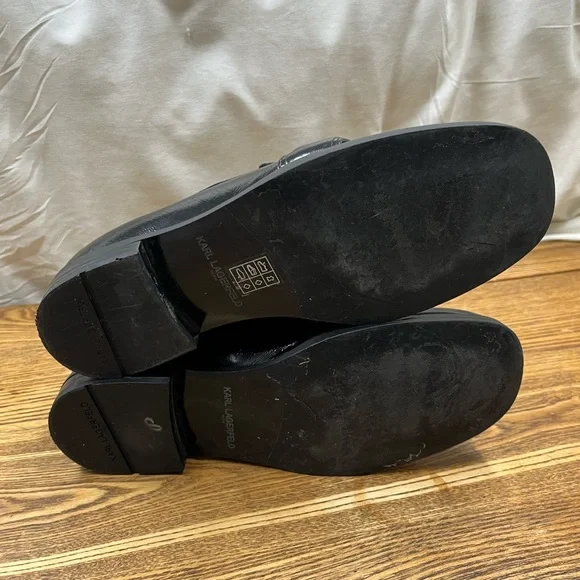Karl Lagerfeld Paris Womens Madlen Black Leather Loafer Flats – US 8.5M / EU 39B - Picture 6 of 12